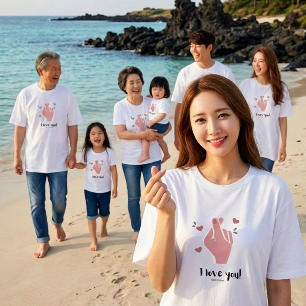 몽피마피 알라뷰 가족티 패밀리룩 돌촬영 여행 사진의상 반팔 맨투맨 - 상세 이미지 5
