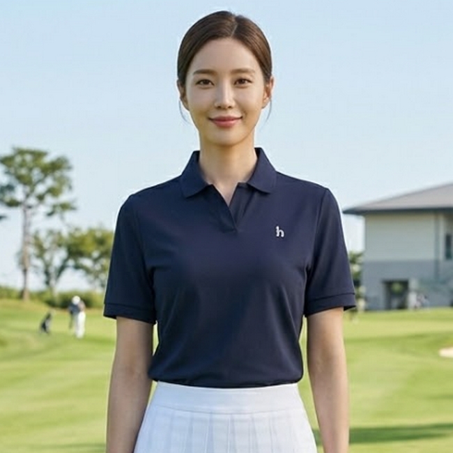 헤지스 골프 여성 여름 필드룩 로고 자수 캐주얼 골프 반팔티셔츠 - 상품 이미지