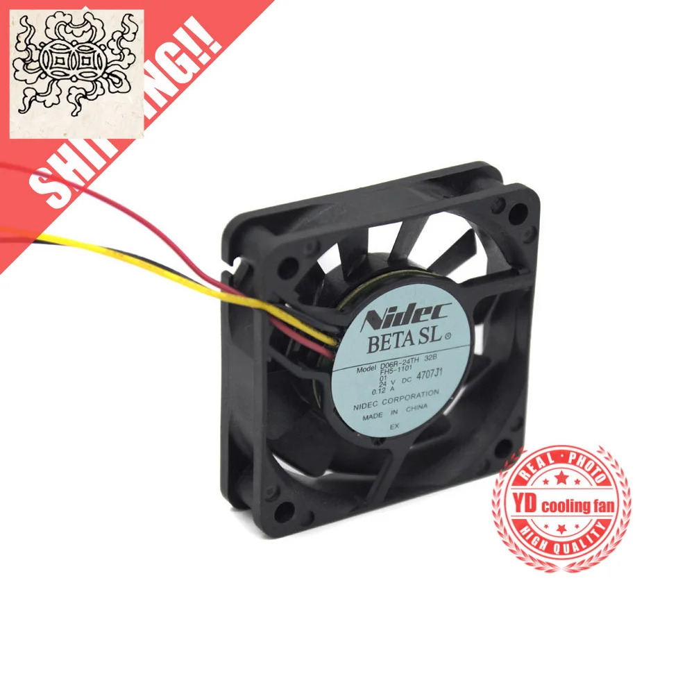 JFG 니덱 D06R-24TH 6015 24V 0.12A 6CM 3핀 주파수 변환기 냉각팬