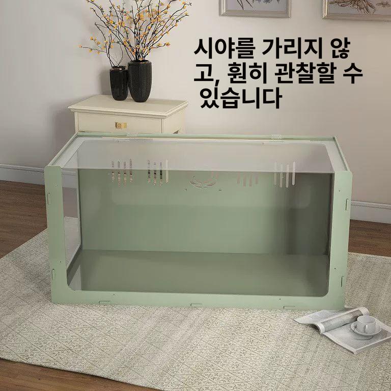 햄스터 대형 케이지 기니피그 고슴도치 은신처 아크릴 내추럴우드패턴 60x40x40cm - 상세 이미지 4