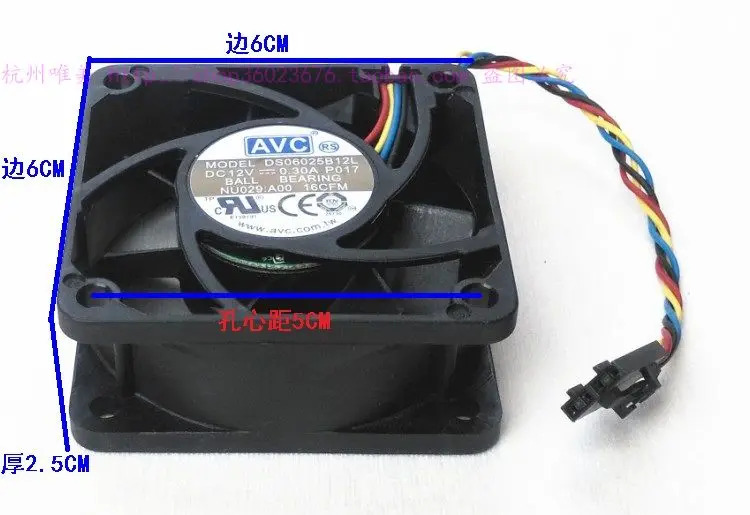 JFG For C 6CM 6025 4PIN DS06025B12L 12V 0.30A 델 서버 냉각팬용