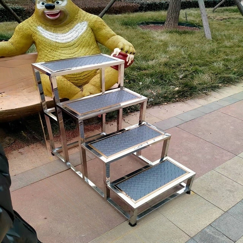 계단 발판 스테인레스 3단 미끄럼방지 간이 스텐발판 작업용 사다리 가정용 업소용 스텝스툴 - 상세 이미지 2