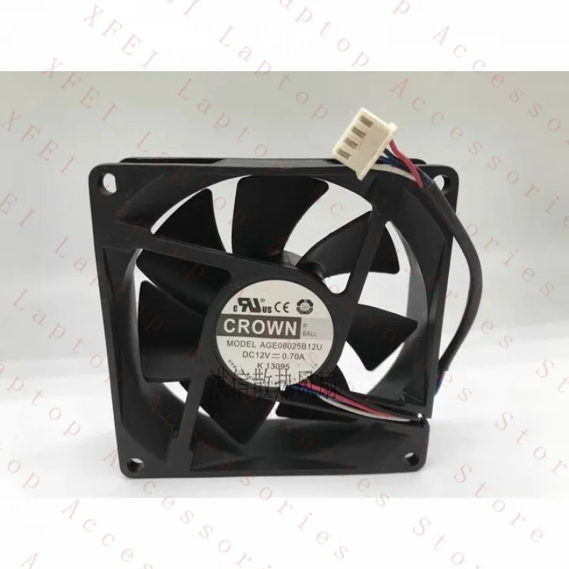 C 크라운 팬AGE08025B12U DC12V 0.70A 4핀 8025 8cm 4와이어