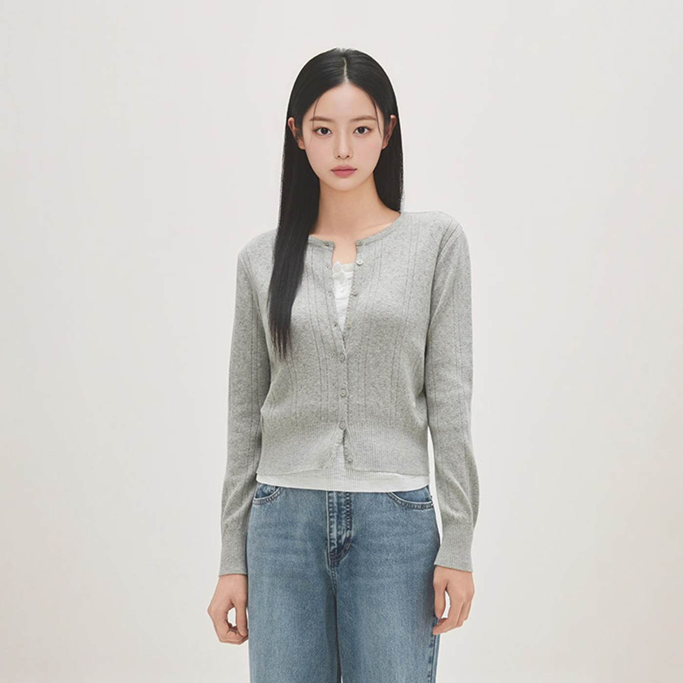 로엠 라운드넥 긴팔 가디건 RMCKG24R11 - 상세 이미지 3