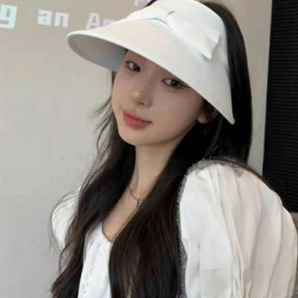 접이식 여성 썬 캡 돌돌이 리본 썬 캡 자외선 차단 - 상품 이미지