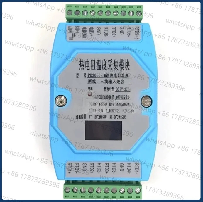6 PT100 16비트 온도 입력 수집 모듈 RS485 Modbus DAQ RTD NI1000 PT1000 CU100 CU50 OLED 디스플레이 옵션