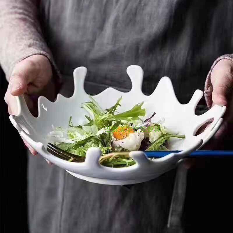 불규칙한 산호 모양 접시 도자기 그릇 레스토랑 플레이트 화이트 약 22cm 불규칙 - 상세 이미지 4