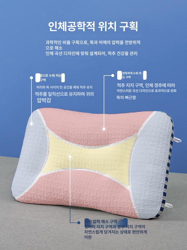 선물용 깊은수면 어른베개 인체공학 메모리폼 목편한 호텔 48x74 2개 세트 진파랑 성인용 5-8cm - 상세 이미지 4