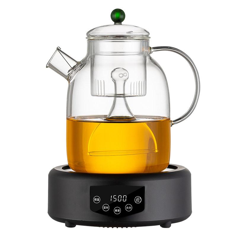 대용량 직화 유리주전자 찻주전자 내열 투명한 블랙 스토브+대형 1800ml 미포함 세트 1L 이상 - 상품 이미지