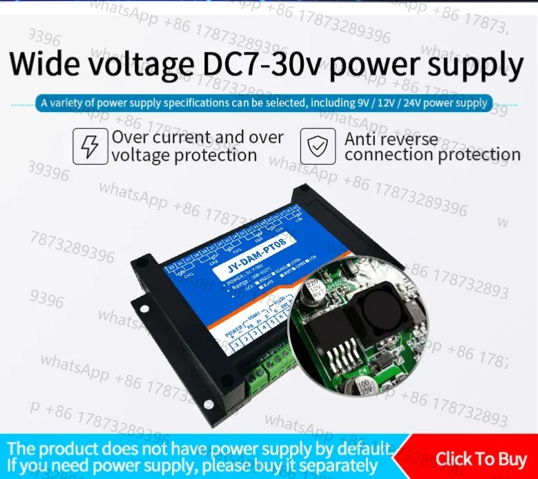 8채널 PT100 24비트 입력 열전대 온도 수집 모듈 Modbus RS232 RS485 USB 이더넷 Wifi GPRS