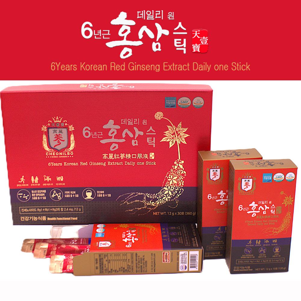 데일리원 6년근홍삼스틱 12 g x 30스틱 + 쇼핑백포함 (건강기능식품) - 상품 이미지