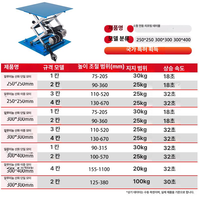 소형 전동 리프트 접이식 수동 리프팅 테이블 4단 미니 250x250 1단 - 상세 이미지 4