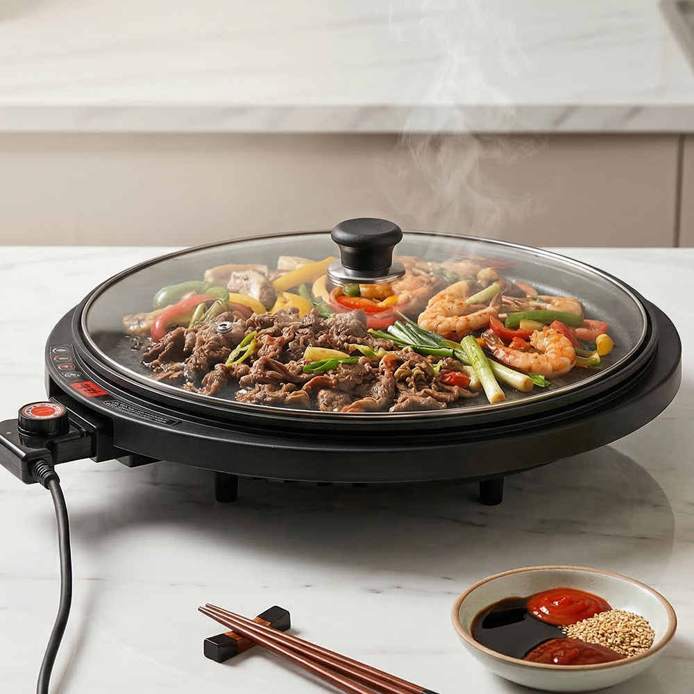 더모아플러스샵 원형 피자팬 전기 프라이팬 부침기 특대형 450mm 이미지 6