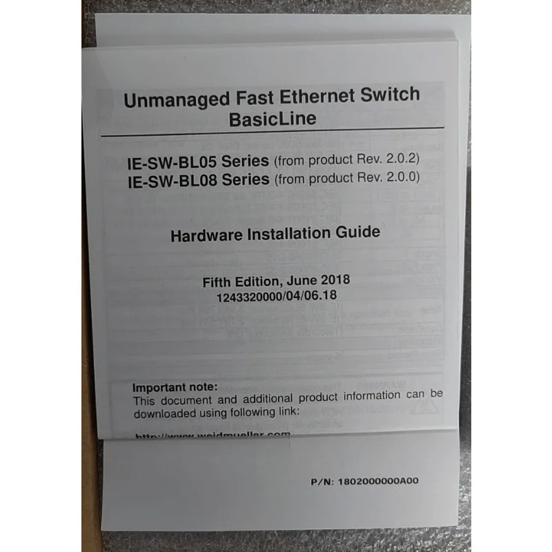 오리지널 Weidmller 산업이더넷 커넥터 IE-SW-BL05-4TX-1SC1240890000 1PCS