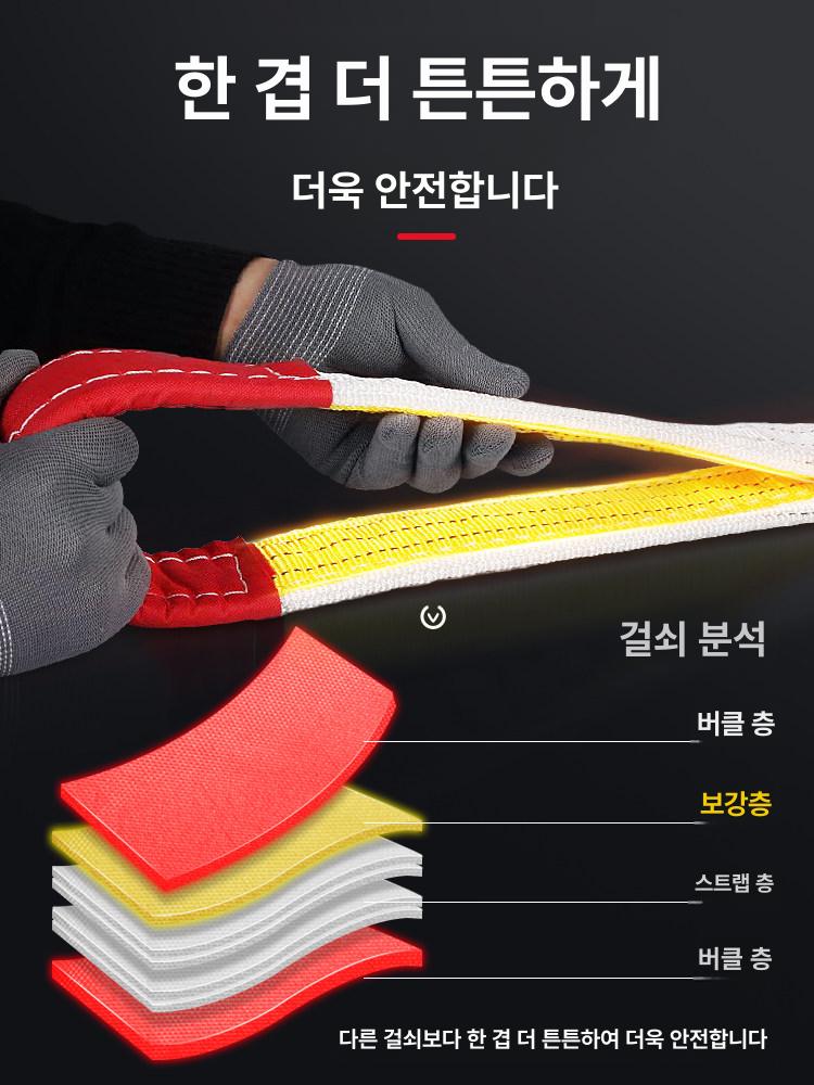 호이스트 슬링 벨트 크레인 로프 기중기 끈 밸트 지게차 하역 톤미터 견인 - 상세 이미지 3