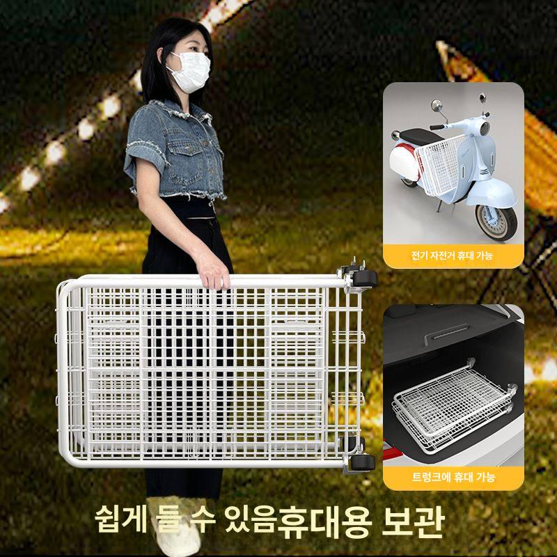매대 철제 선반 마트 수납 접이식 행사 바구니 이동식 650mmx800mm 화이트 프레임 - 상세 이미지 4