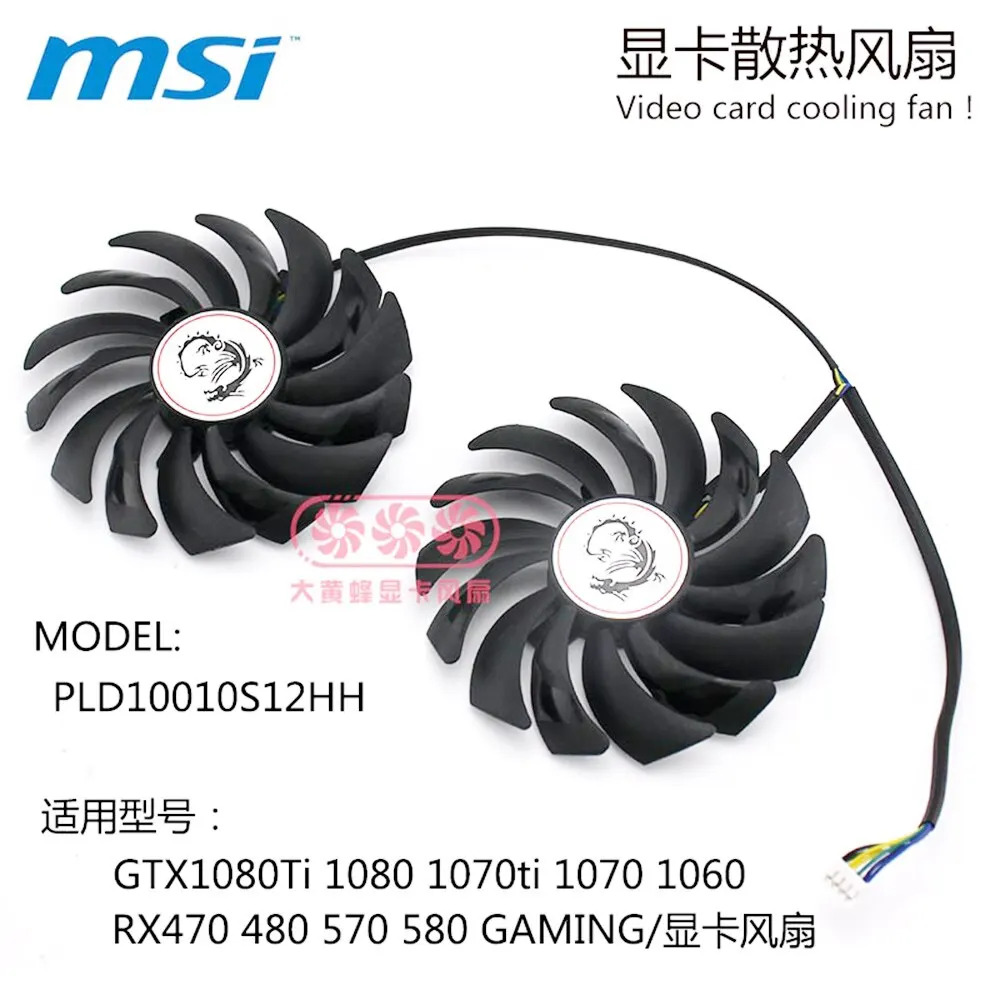 MSI Radeon R9 380 Armor 2X X 1060 970 RX580 그래픽 비디오 카드 냉각 95MM PLD10010S12HH 4Pin 쿨링팬 교체 용