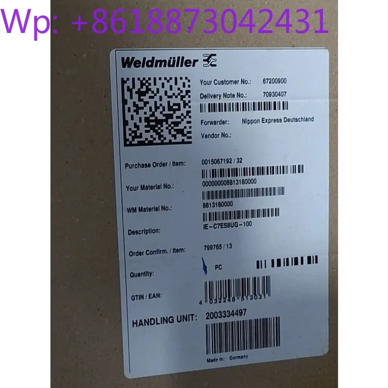 오리지널 Weidmller 산업이더넷 케이블 IE-C7ES8UG-100 8813180000