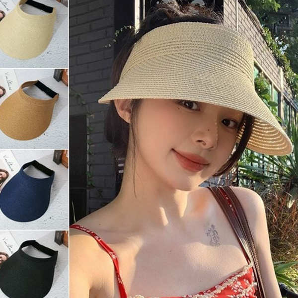 데일리 썬 캡 와이드 밀짚 썬 캡 휴가용 야외 여름 - 상품 이미지