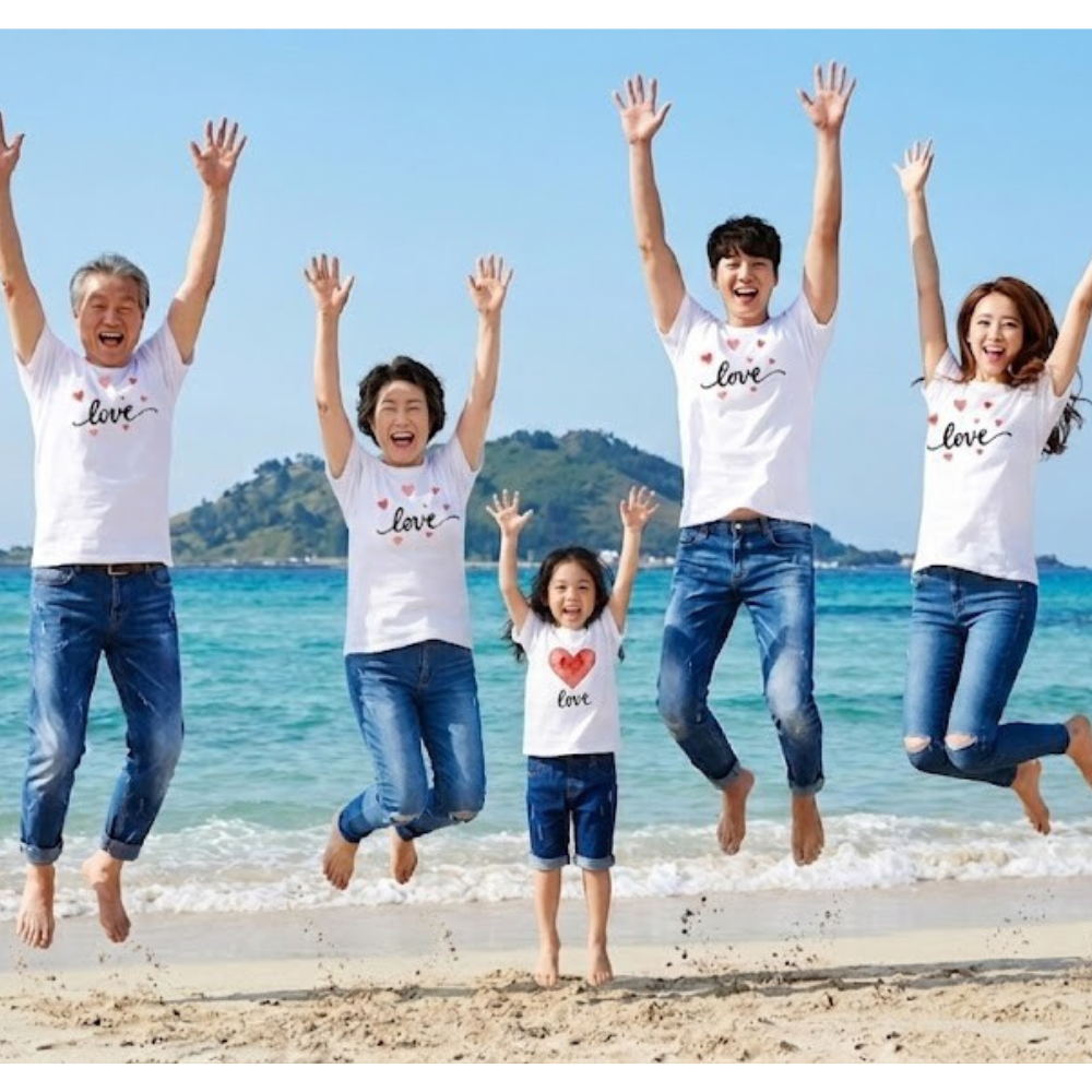 몽피마피 퐁퐁러브 가족티 패밀리룩 돌촬영 여행 사진의상 반팔 맨투맨 이미지 6