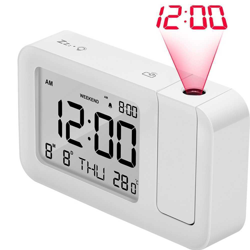 LED 빔 프로젝트 시계 탁상 용 온도 인테리어 달력 알람 - 상품 이미지