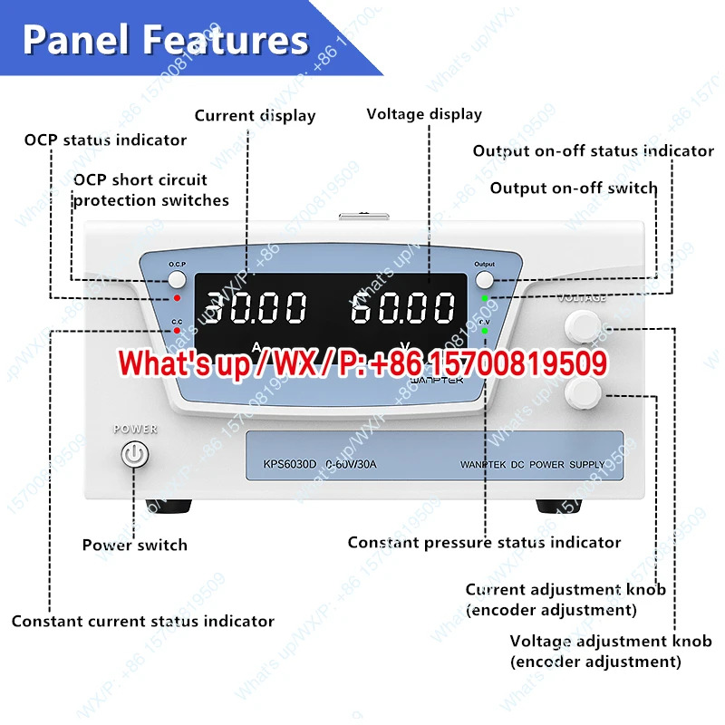 60V 30A 데스크탑 DC 조정 전원공급장치 실험실 수리 DIY 설계 학교 배터리 충전 도금 KPS6030D