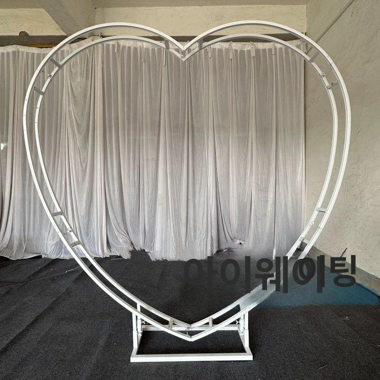 포토존 하트 프레임 기념일 펜스 철제 아치 촬영 꽃 화이트 이중봉 격자 - 상세 이미지 5