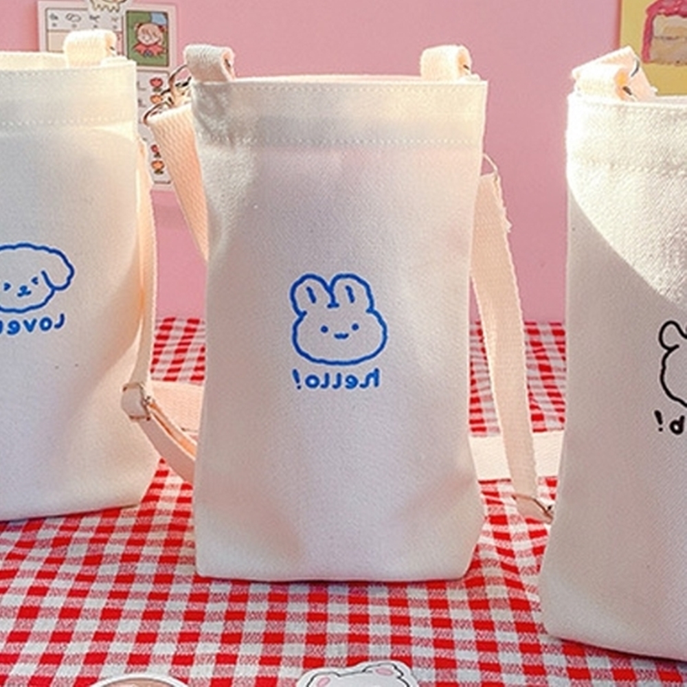 귀요미 텀블러 가방 에코백 캔버스 물병 보관 백 - 상품 이미지
