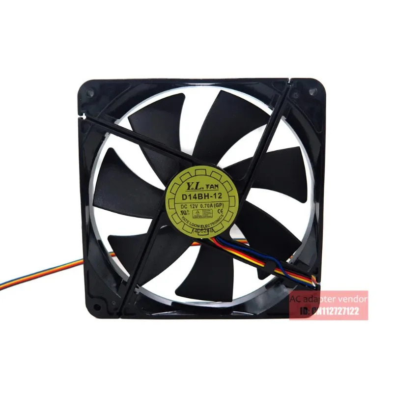 JFG 야테 루운 14025 14CM 더블 볼 베어링 12V 0.70A 4선 PWM 쿨링 팬