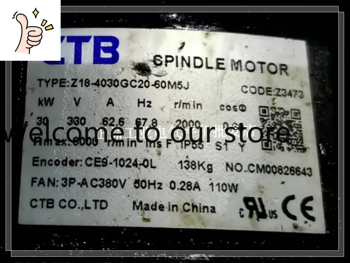 Z18-4030RD15-60M3JA 초고속 동기식 CTB 스핀들 모터 Z18-4030GC20-60M5J