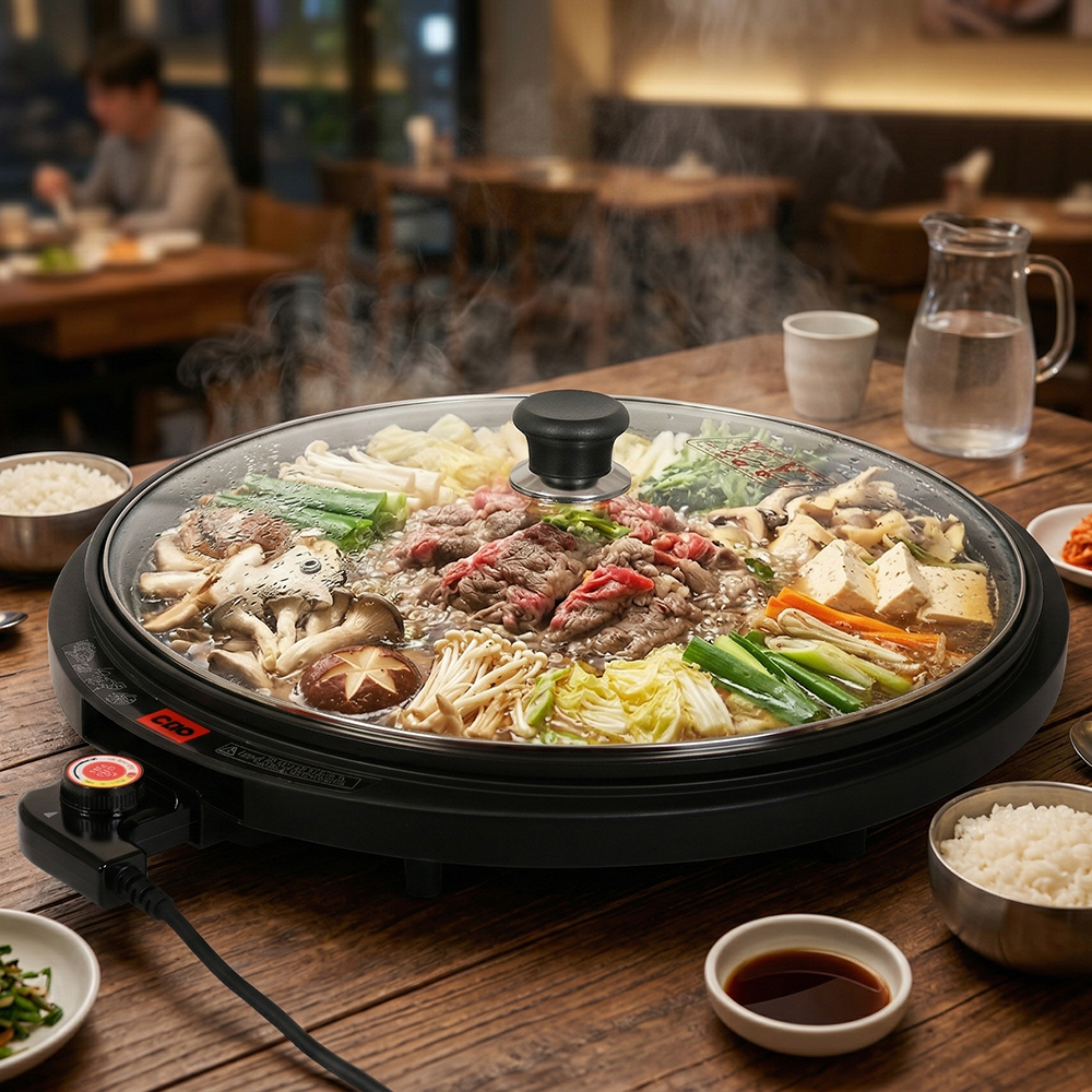 더모아플러스샵 원형 피자팬 전기 프라이팬 부침기 특대형 450mm - 상품 이미지