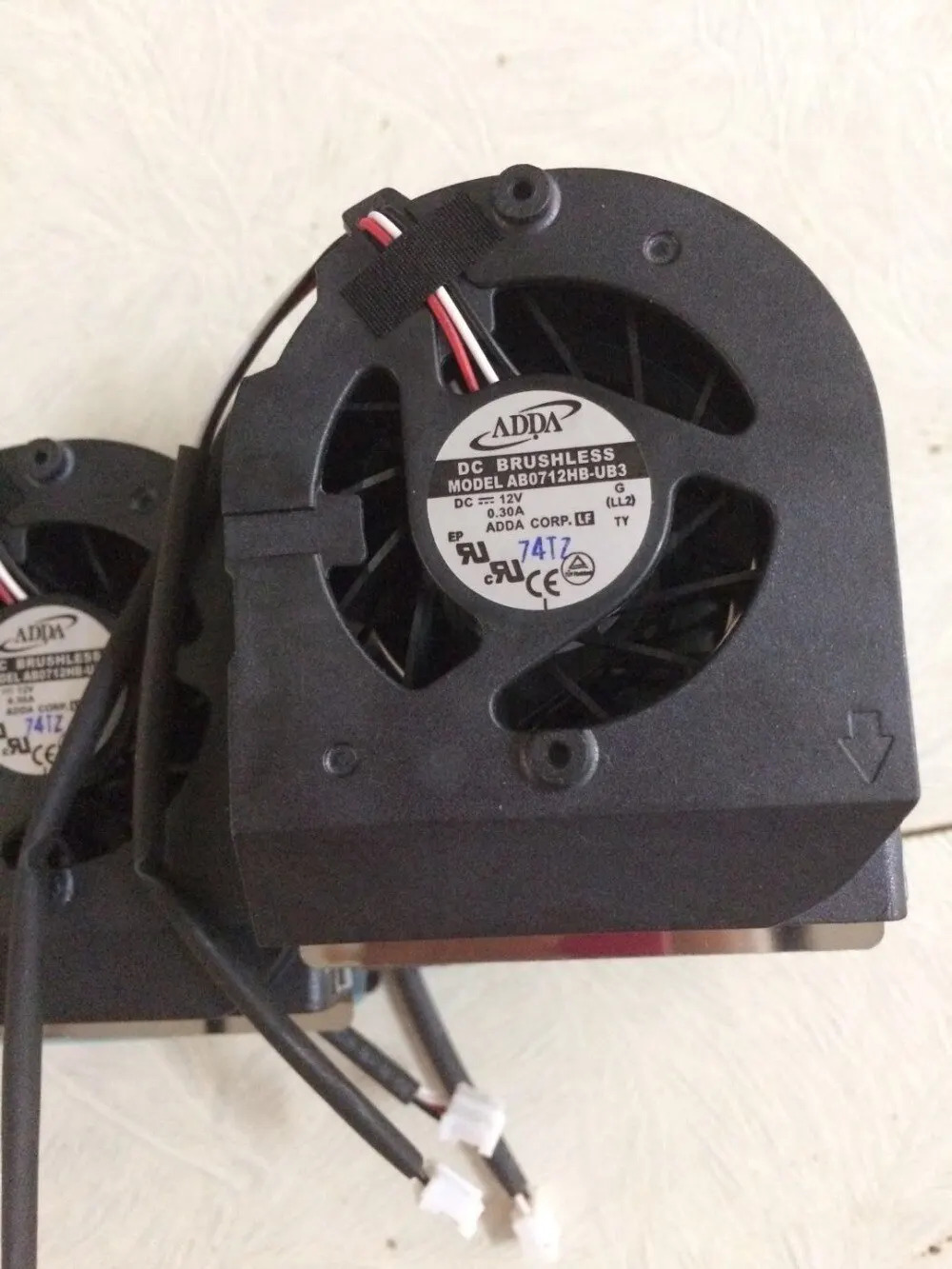 ADDA AB0712HB-UB3 12V 0.30A 3선 이볼 노트북 CPU 팬