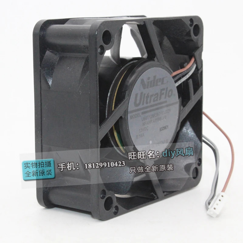 JFG 니덱 U60T12MUA7-53J321 12V 0.16A 6025 6CM 저소음 냉각팬