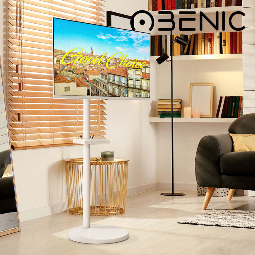 오베닉 3세대 삼탠바이미 티비 거치대 스탠바이미 LG 삼성 이동식 TV 이동형 스탠드(화이트)