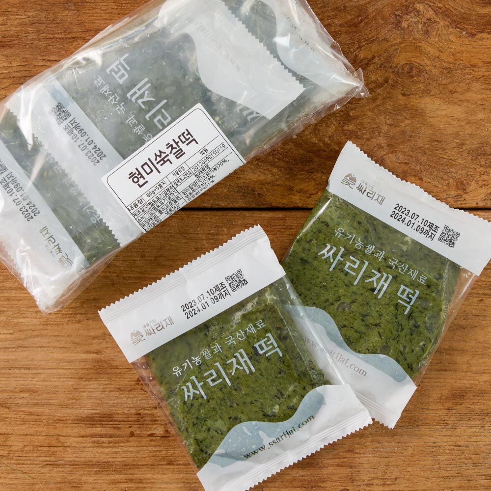 싸리재 쑥떡 [ 무설탕 현미 찹쌀 쑥찰떡 80g 5봉 ] 쑥인절미 아침대용 개별포장 떡 이미지 2