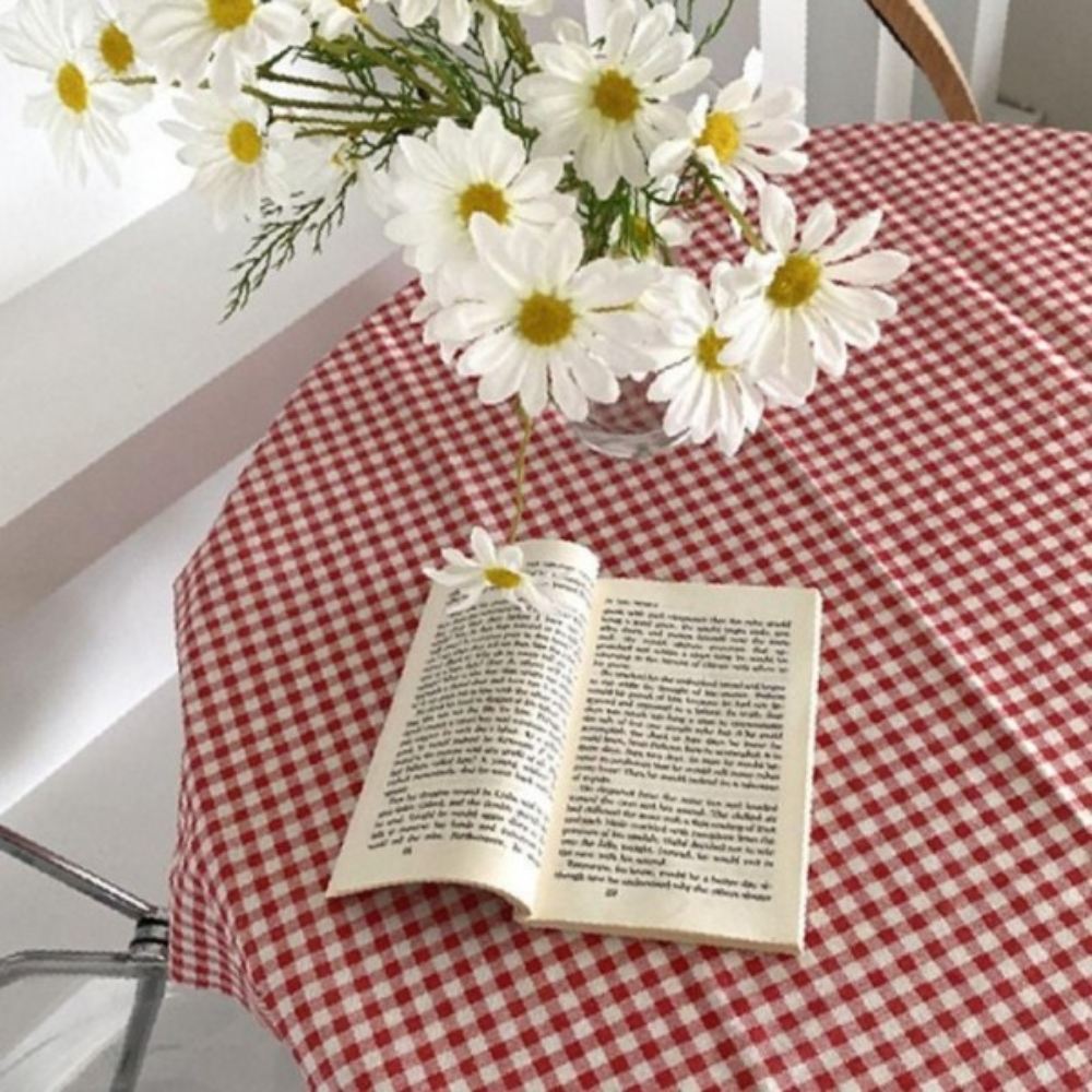 린넨 식탁보 레드체크 70x70cm 테이블 커버 주방용 테이블매트 - 상품 이미지