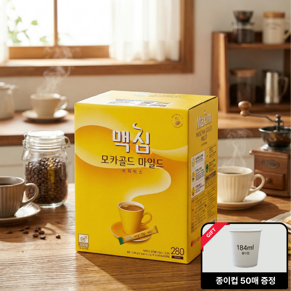 동서 맥심 모카골드 커피믹스 280티+종이컵50매 - 상품 이미지