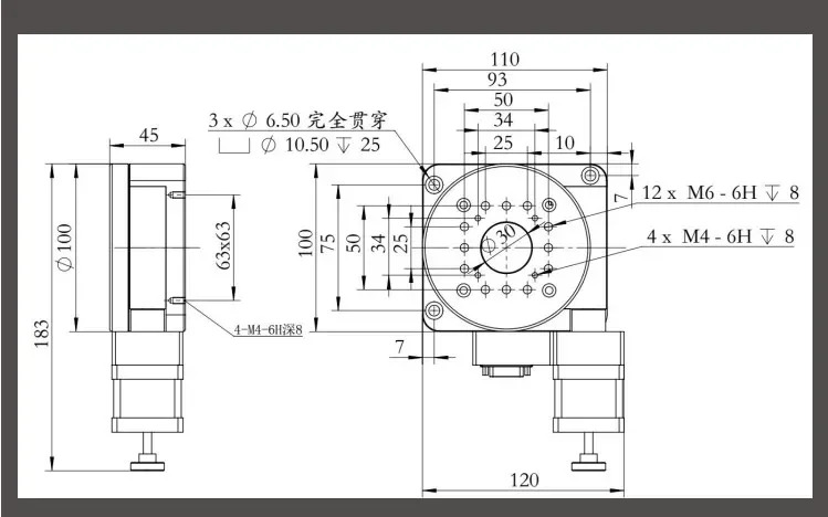 항공우주Jingyi 전동 회전 테이블 인덱싱 Y200RA100 앵글