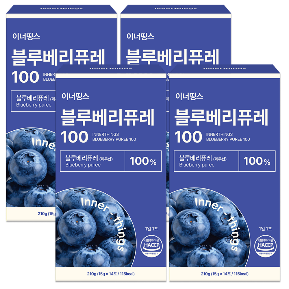 이너띵스 NFC 블루베리 퓨레 100% 즙 스틱 14포, 4개 - 상품 이미지