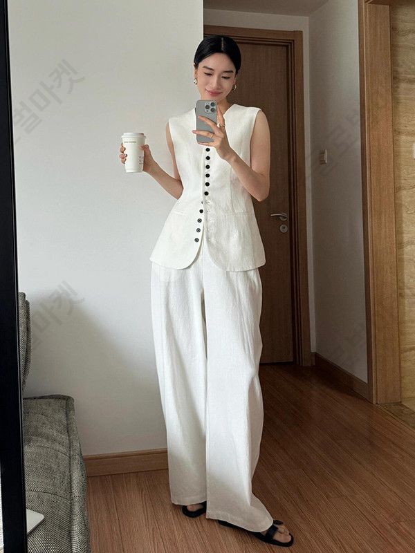 여름 여성정장 하객룩 빅사이즈 세미정장룩 반팔 사무실 - 상세 이미지 2