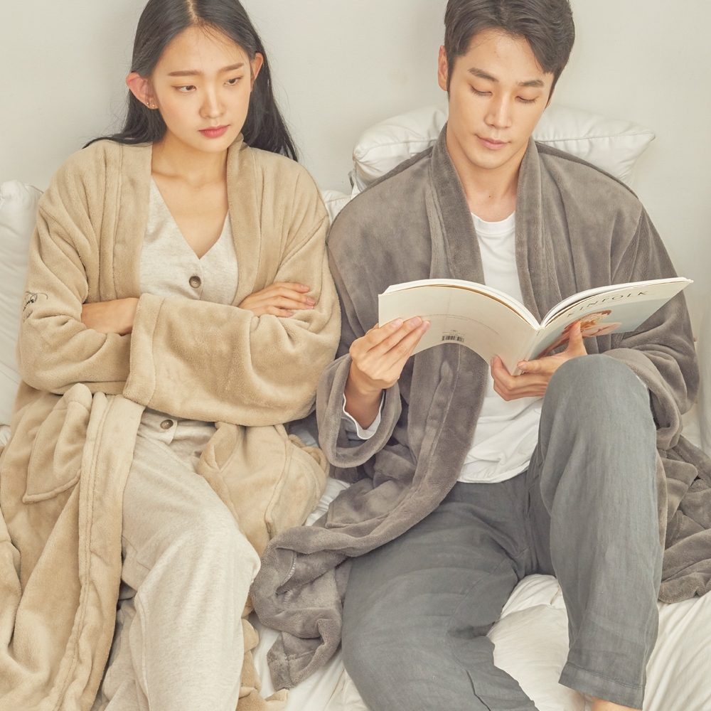 아르셰 극세사샤워가운 호텔 목욕가운 오버핏 루즈핏 올데이로브 그레이 - 상세 이미지 3