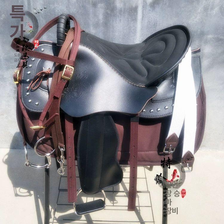 말 안장 패드 경주마 보호 승마용품 시트 좌석 쿠션 흡수 오토바이 하네스 관광용 세트 - 상세 이미지 3