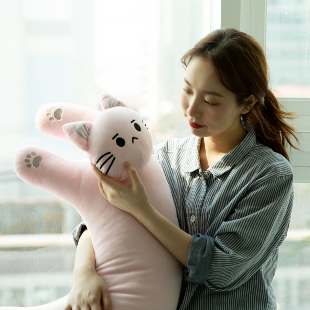 아르셰 안고자는 고양이바디필로우 인형 90cm 모찌스판 베개 업어가라냥 연그레이