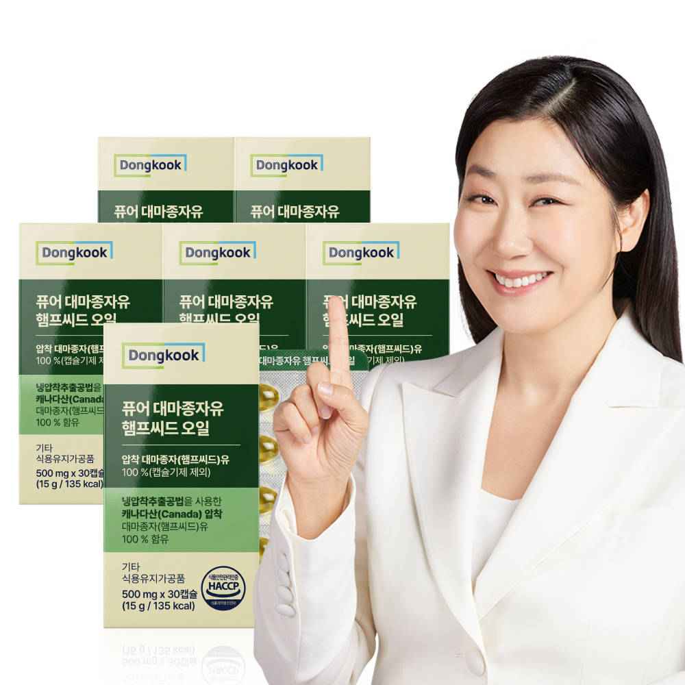 [6개월분] 동국 퓨어 대마종자유 햄프씨드 오일 30캡슐, 6개 - 상품 이미지