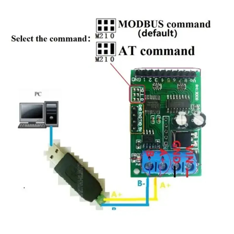 8채널 RS485 모듈 Modbus Rtu 프로토콜 AT 명령 릴레이 제어 보드 5-24V 1개