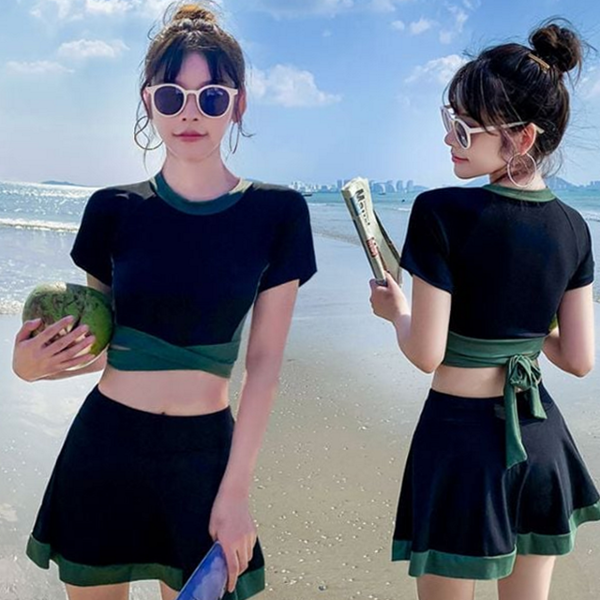 리조트 여성 수영복 체형커버 수영복 라인 비치 스커트 - 상품 이미지