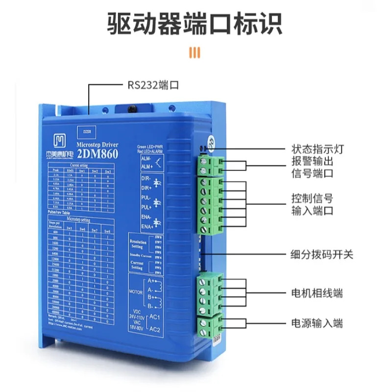 2DM860 Jiemeikang AC/DC 86 2상 스테퍼 모터 브레이크 드라이버는 2M982/2MA860을 대체할 수 있습니다.