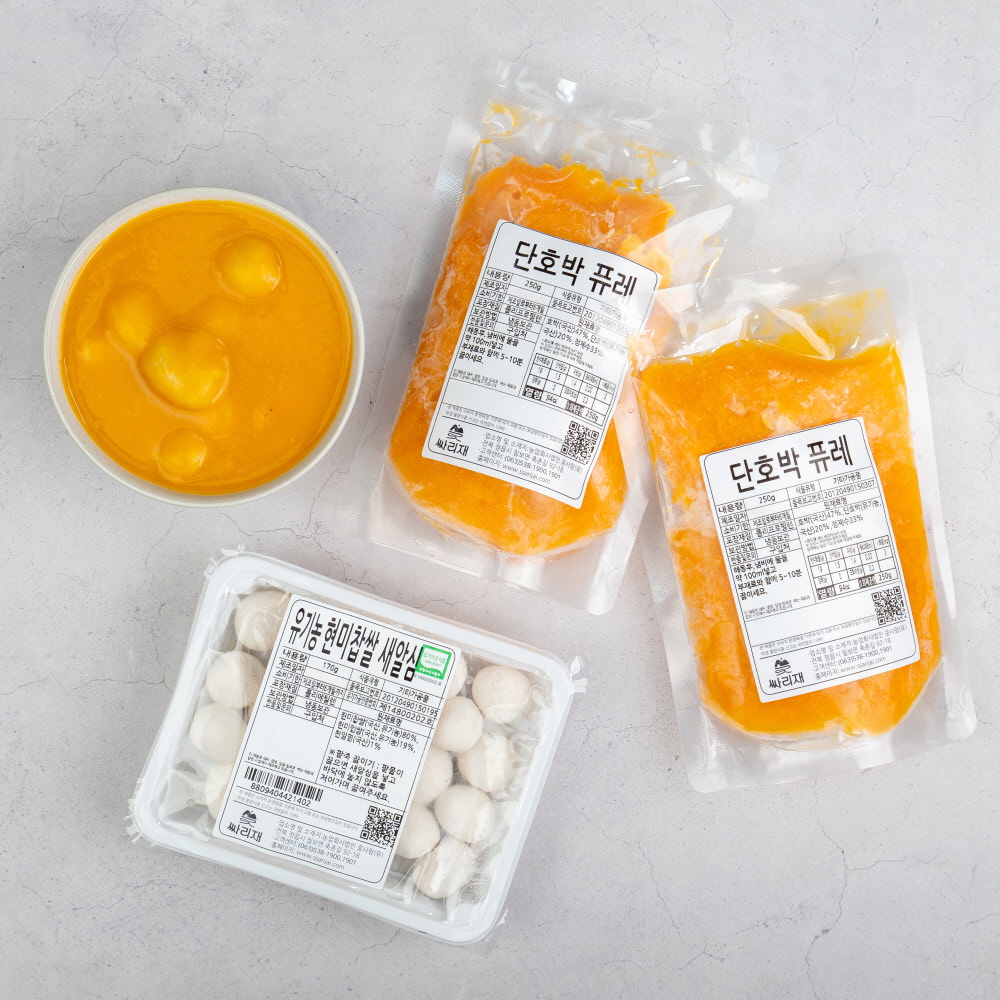싸리재 호박죽 재료 [ 단호박퓨레 2봉+새알심 1팩 만들기세트 ] 간편하게 만드는 영양죽 - 상세 이미지 2