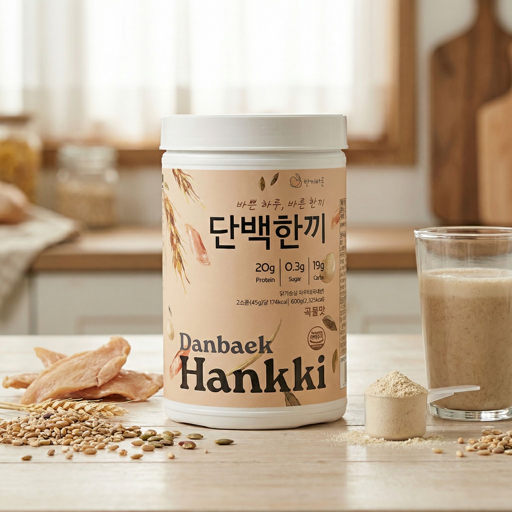 단백한끼 닭가슴살 쉐이크 유당 불내증 식사대용 저당 부모님 프로틴 쉐이크 곡물맛 600g - 상세 이미지 4