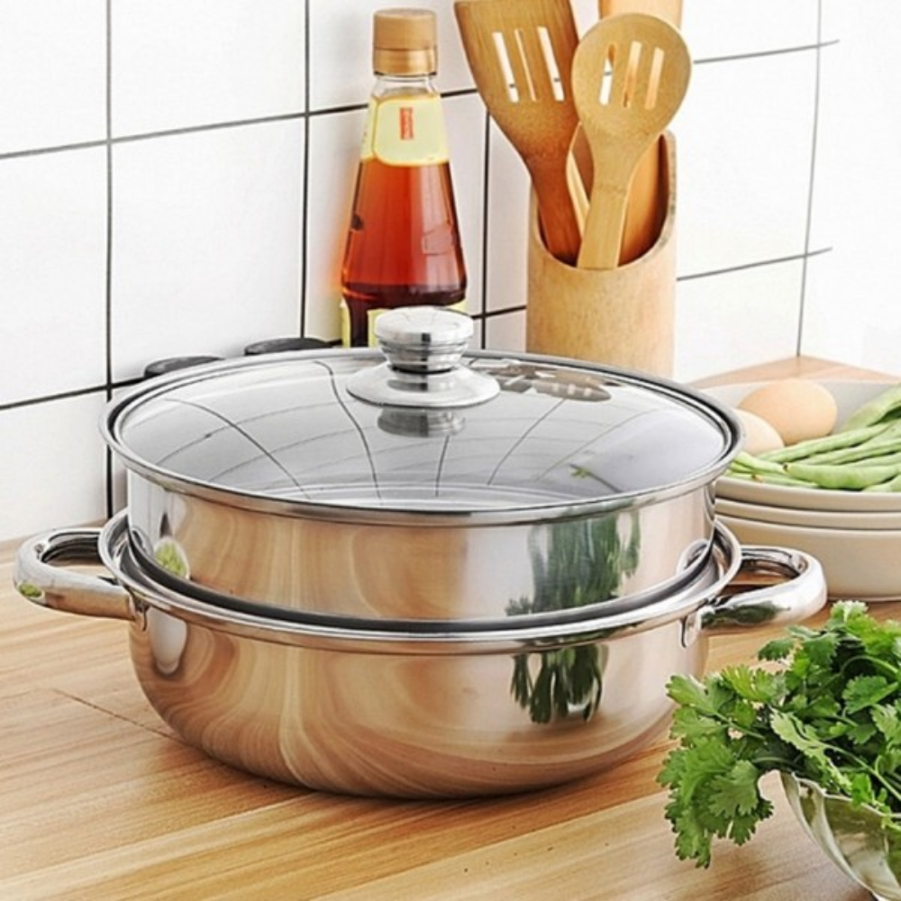 2단 찜솥 찜기 전골용 인덕션용 양수형 스텐 소재 - 상품 이미지